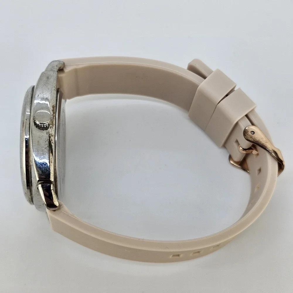 Gossip Women's Analog Watch 38MM White Dial Cream Plastic Bands NEW Battery
